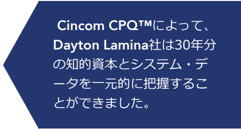 Cincom CPQ™によって、Dayton Lamina社は30年分の知的資本とシステム・データを一元的に把握することができました。